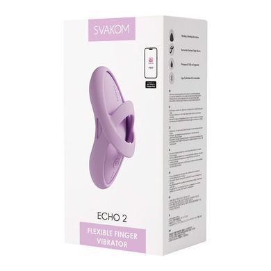 Смарт-вібратор для клітора Svakom Echo 2 Pink Lilac, підігрів до 38 &deg;C, знімна насадка на палець