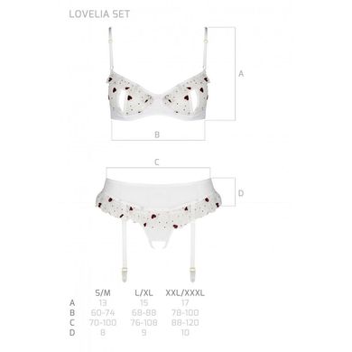 Сексуальний комплект з поясом для панчіх Passion LOVELIA SET S/M, white