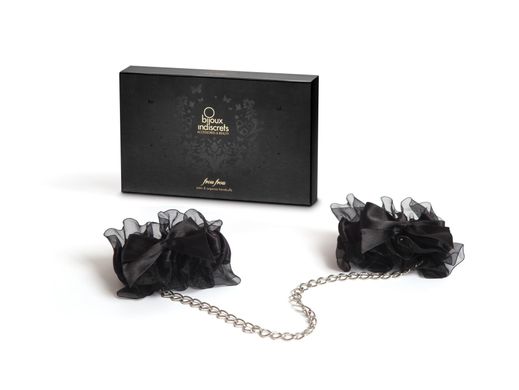 Наручники Bijoux Indiscrets - Frou Frou Organza handcuffs, атлас і органза, подарункова упаковка, Чорний