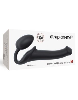 Безремінний страпон Strap-On-Me Black M, повністю регульований, діаметр 3,3 см, Чорний