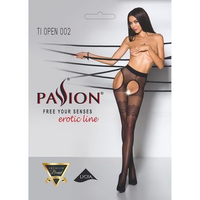 Еротичні колготки Passion TIOPEN 002 3/4 (20 den), black, імітація панчох і пояса, Чорний, 3/4