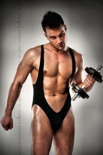 Распродажа!!! Мужское боди с очень глубоким декольте Passion 011 BODY black XXL/XXXL, S\M