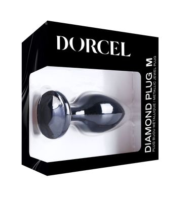 Металлическая анальная пробка с кристаллом Dorcel Diamond Plug Black M