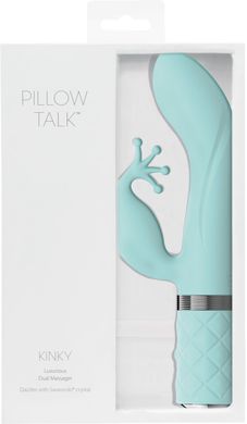 Розкішний вібратор-кролик Pillow Talk - Kinky Teal з кристалом Сваровські, потужний, Бирюзовый