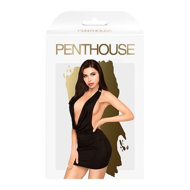 Мини-платье Penthouse - Heart Rob Black M/L, хомут, глубокое декольте, миниатюрные стринги, Черный