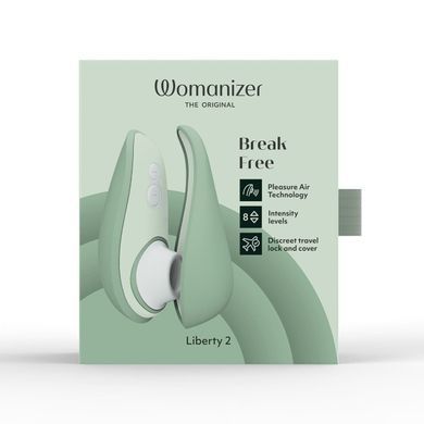 Вакуумний кліторальний стимулятор Womanizer Liberty 2 Sage, 8 режимів, магнітна кришечка