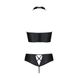 Комплект из экокожи Passion Nancy Bikini 4XL/5XL black, бра и трусики с имитацией шнуровки